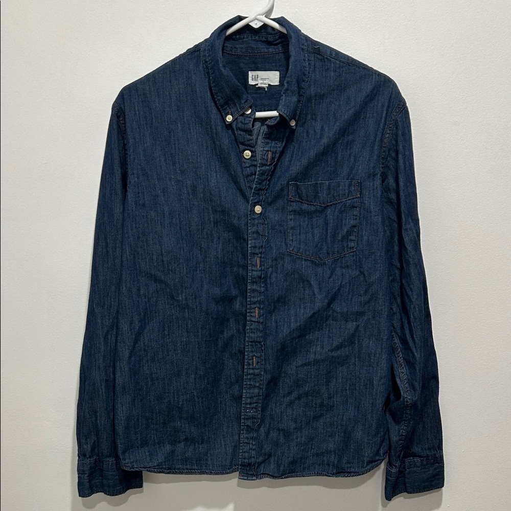 GAP Men's Indigo Denim Button-Down Shirt